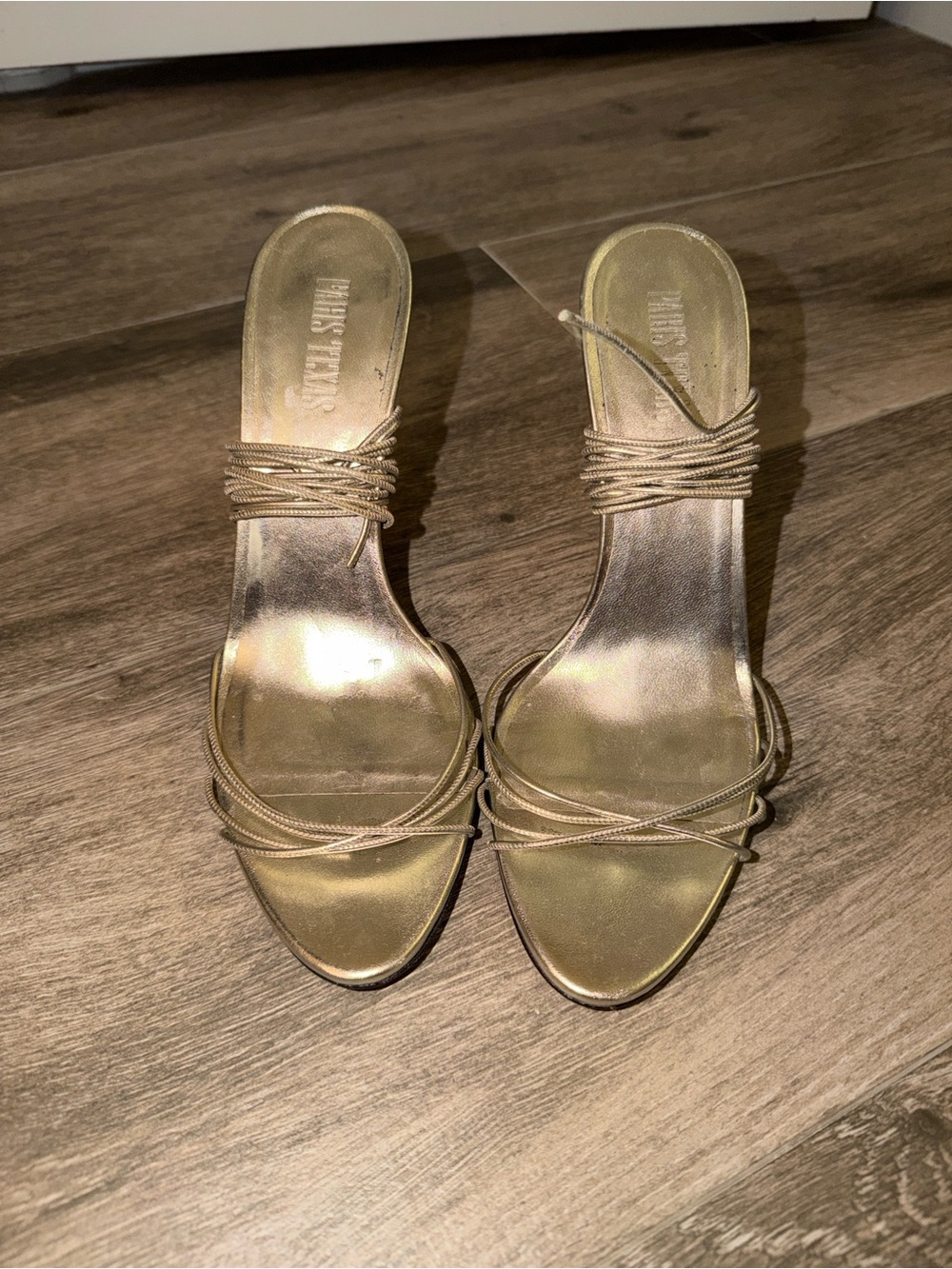 Paris Texas Metallic Gold Strappy Heeled Sandals